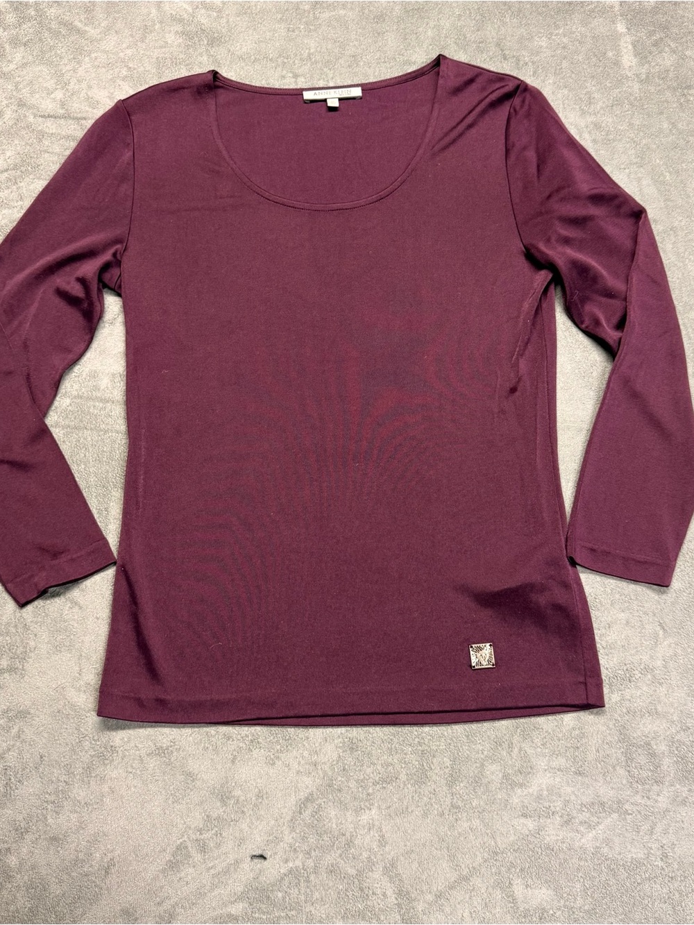 Women’s Silk Blend Scoop Neck Long Sleeve Top - Plum